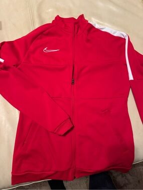Nike Red Track Jacket with White Shoulder Stripe